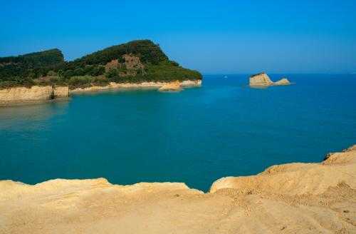 The most popular coastline in Sidari, Corfu